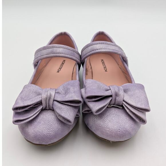 Nordstrom Kids' Blairre Big Bow Mary Jane Flat Purple Shimmer Size US12M EU30 - Picture 2 of 11